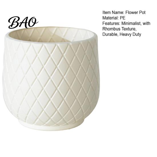 Durable PE Plant Holders for Home Decor Large Flower Pot with Rhombus Embossed Texture, Heavy Duty Planter Easy Clean Planters Porch Patio Indoor