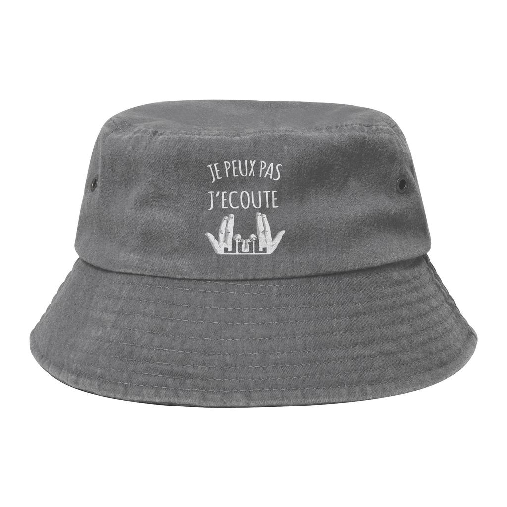Washed Denim Bucket Hat I Cant Im Listening To Jul Summer Beach Hatwear Foldable Outdoor Sport Fishing Cap HIp Hop Bob Hat