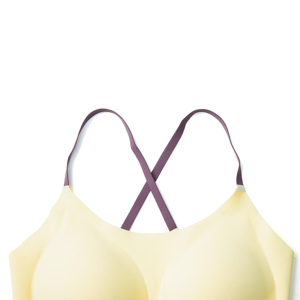 Li Ning Fitness Series Casual Minimalist Solid Color Sports Bra Women Underwear Pale-Goose-Yellow AUBV018-2