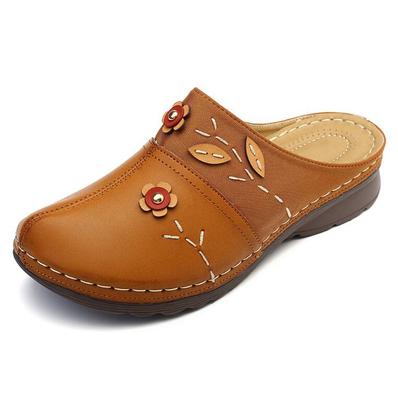 Женские тапочки, летняя обувь, женские спилковые кожаные полые дышащие женские тапочки, наружные шлепанцы, большой размер 43, резина