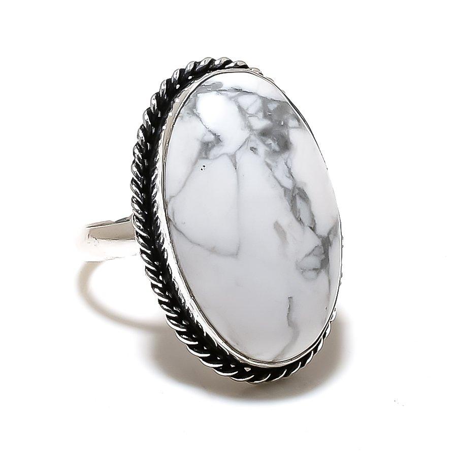 Howlite Jasper Gemstone 925 Sterling Silver Jewelry Ring Size Adjustable SU-10612