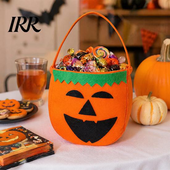 Recyclable Party Souvenir Totes Halloween Felt Candy Bag, Pumpkin Ghost Skull Cat Owl Tote for Non-woven Gift Bags Kids, Non Woven Trick