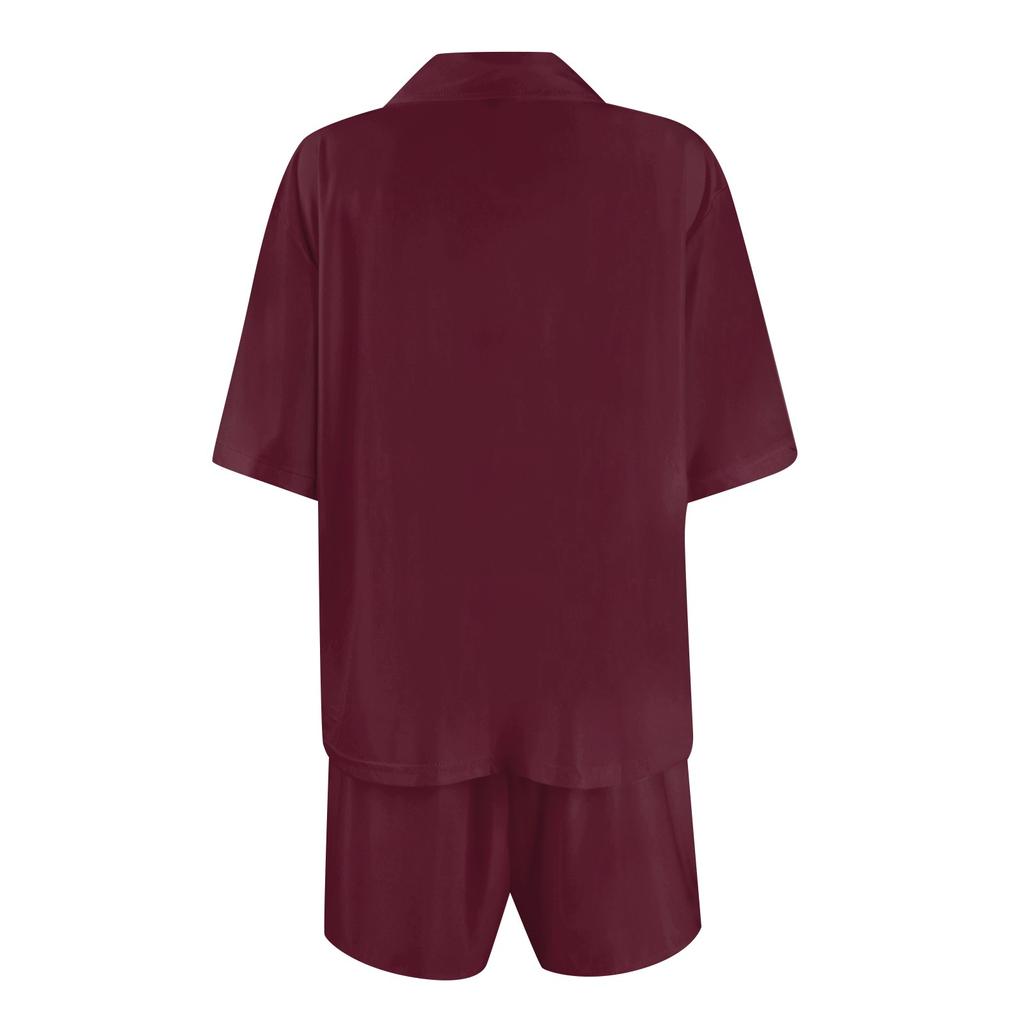 Женская шелковая пижама с коротким рукавом из сатина, комплект из 2 предметов, домашняя одежда на пуговицах