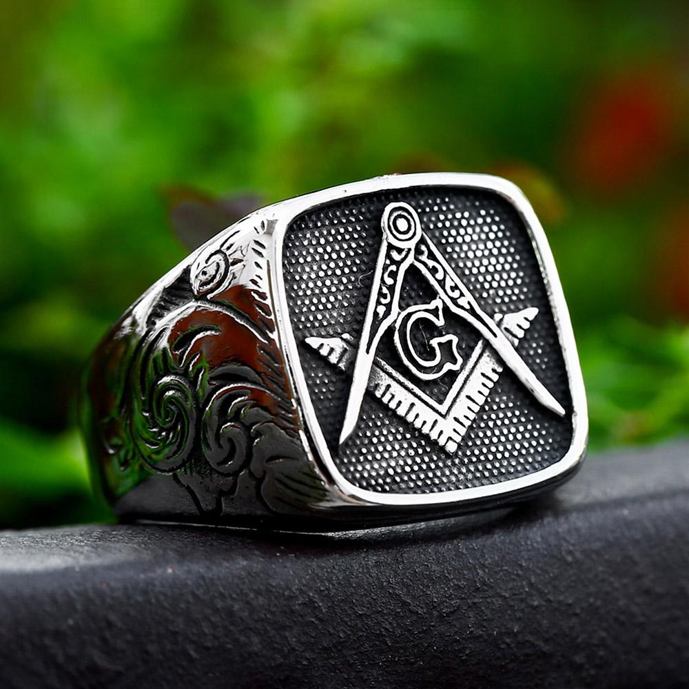 New Vintage Stainless Steel Masonic Ring For Men Fashion Punk High Quality Religious Amulet Rings Biker Jewelry Gifts Wholesale 5