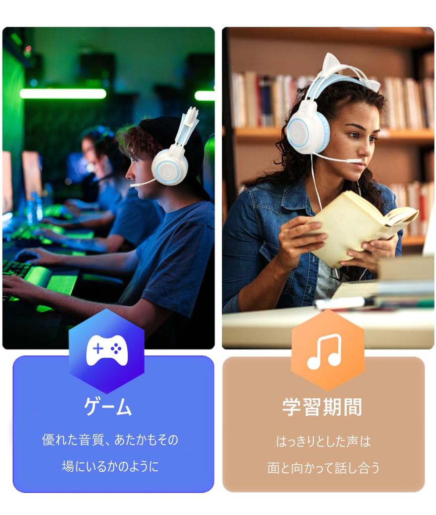 Cat Ear Gaming Wired Gaming Cat Ear Over Ear Cute Cat LED Color 2m Freely Cat Ears Directional Sound Collection Work from New Gift Headphones,