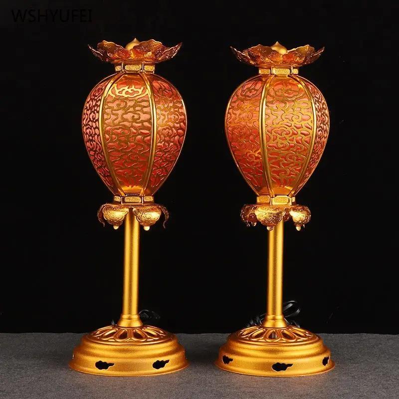 H24cm алюминиевый позолоченный дворцовый подсвечник буддийские храмовые принадлежности храм домашнее жертвоприношение фэн-шуй благословение