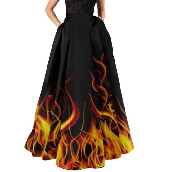 Женская макси-юбка с высокой талией трапециевидной формы, большие качели с цветочным принтом на молнии, полуоткрывающаяся мягкая богемная свободная вечерние пляжная юбка для выпускного вечера