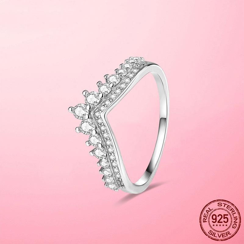 Женское кольцо, новое 925 пробы, стерлинговое серебро, принцесса, кольцо-вилочка, кольца для женщин, обручальное кольцо, помолвка, изящные ювелирные украшения, подарок Анель