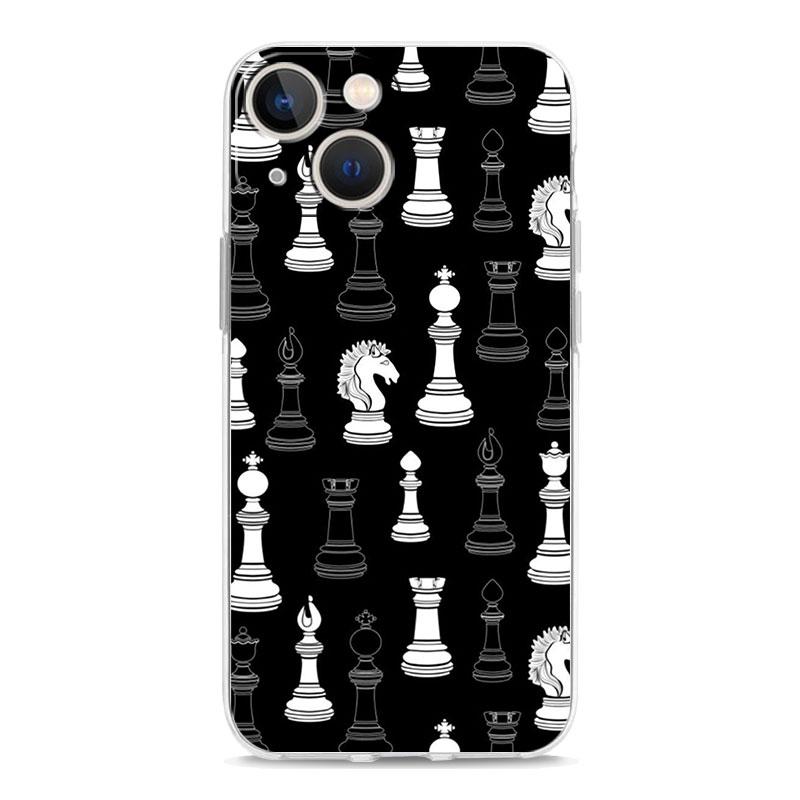 Чехол для телефона iPhone 17 Чехлы iPhone Air 16 15 12 13 14 Pro Max 7 8 Plus 16Pro iPhone11 Прозрачный Мягкий Чехол искусство шахматной доски
