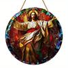 1 шт. 2D Плоский Винтаж Религиозный, Символы Девы Марии и Иисуса Круглый Деревянный - 20 см, Настенный Художественный Декор, Магазин, Дом, Комната, Фермерский Дом, Украшение крыльца