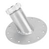 45 Degree Fuel Cell Filler Neck with 12 Bolt Steel Base Aluminum Cap 1.5in Inner Diameter Silver