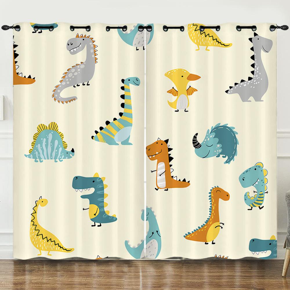Cute Cartoon Dinosaur Curtains For Window Treatment Drapes Window Curtains For Living Room Bedroom Boys Kids Room Home Decor
