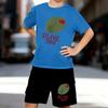 Boys 2 Piece I Love You Letter Printed Outfit, Short Sleeve T-Shirt and Shorts Set for Kids Age 5-14,White,Black Sporty Casual Summer Clothes