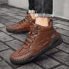 Men Shoes Hand-stitching Leather Men Boots Split Leather Casual Leather Shoes Men Ankle Boots
