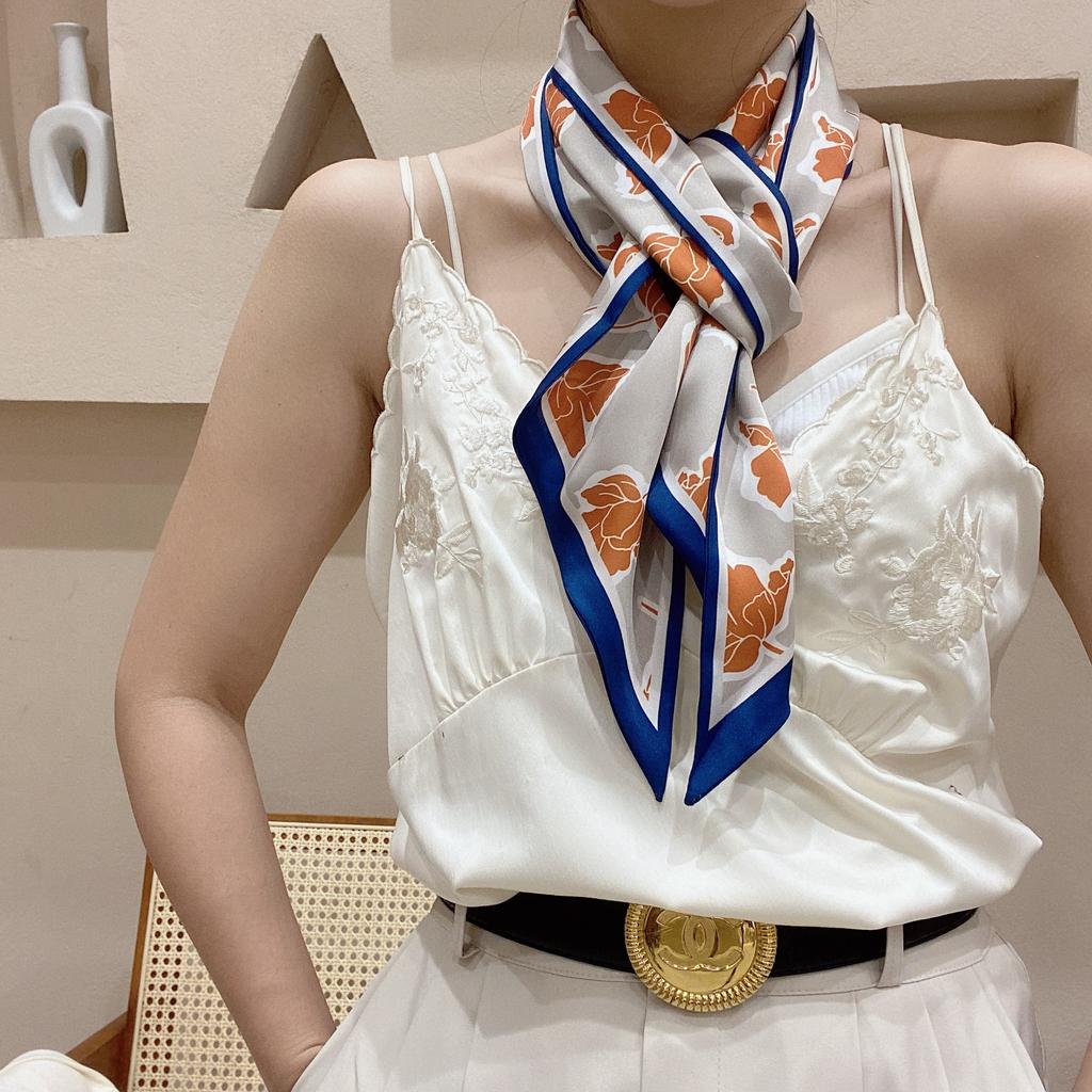 Весенне-летний атласный длинный шарф для женщин, солнцезащитная шаль, модный атласный длинный шарф для красоты, универсальный дорожный шарф