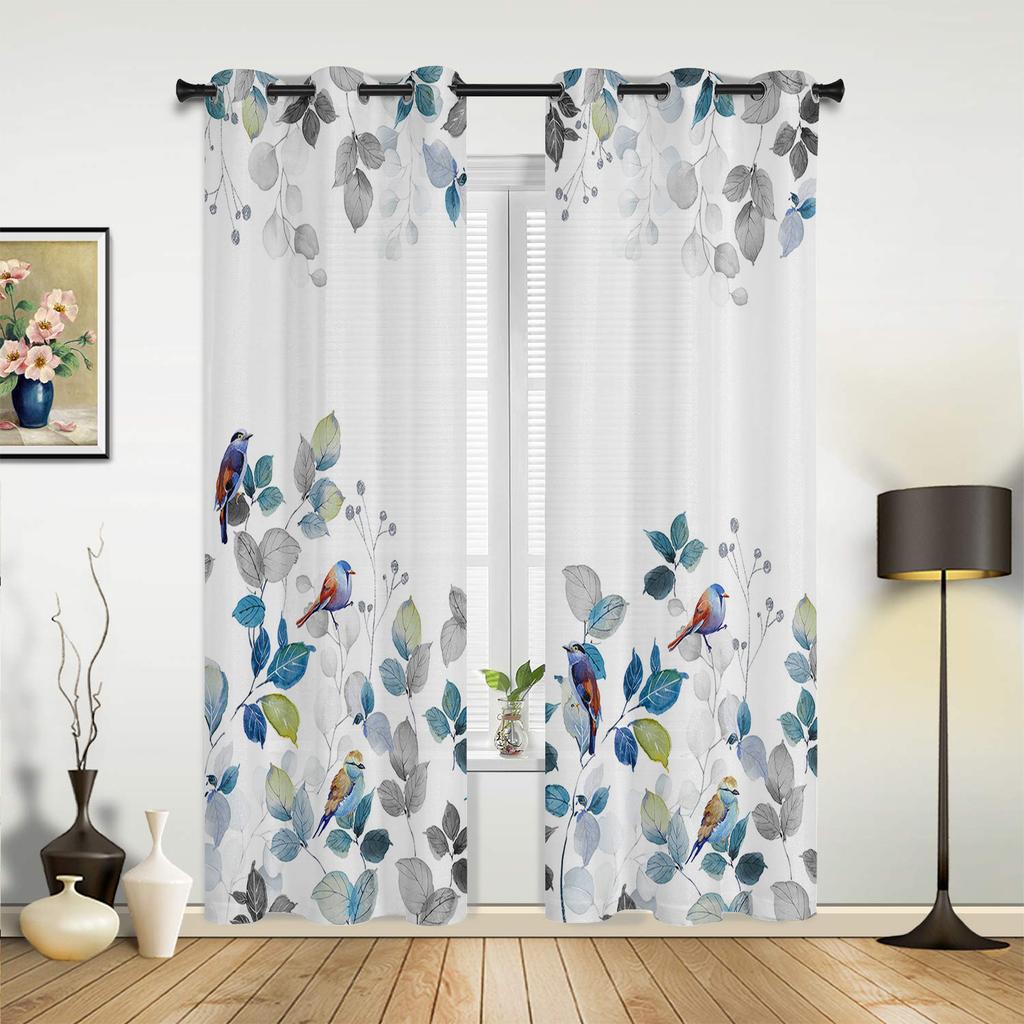 Листья Растение Сине-зеленые Шторы для Спальни Гостиной Шторы Кухни Детской Комнаты Оконные Шторы Современный Домашний Декор