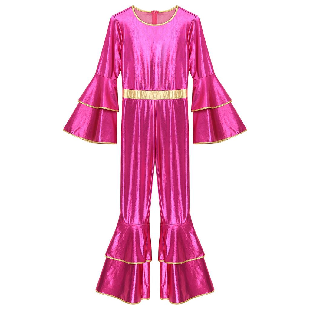 Женские блестящие комбинезоны с расклешенным длинным рукавом, боди в стиле хиппи, комбинезоны для клубов