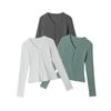 HeyHenry Womens Slim Fit V-Neck Long Sleeve T-Shirt Short Basic Top Daily Wear