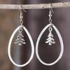 Retro Christmas Tree Hollow Water Drop Earrings - Fashionable High-End Women's Gift