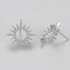 Ailmay 925 Sterling Silver Fashion Sun Flower Shape Sparkling Cubic CZ Stud Earrings for Women Fine Wedding Statement Jewelry