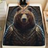 1Pc Armoredanimals Print Flannel Blanket, High quality Comfortable for All Seasons, Home Decor, Warmth and Comfort, Perfect for Christmas Gifts