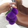 Plush Grape Keychain Fuzzy Faux Fur Car Bag Decoration Hanging Pendant with Metal Buckle Backpack
