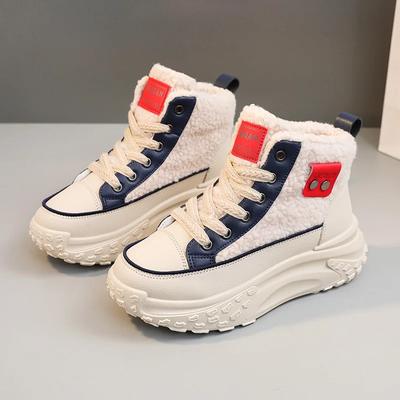 Роскошные зимние ботинки женские 2024 зимние новые бархатные утолщенные высокие спортивные хлопковые туфли на толстой подошве студенческие повседневные хлопковые туфли