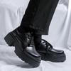 Черные мужские туфли на толстой подошве высокого качества. Универсальный модный дизайнерский стиль. Обувь для свадеб, вечеринок, отдыха на природе. Увеличенная высота.