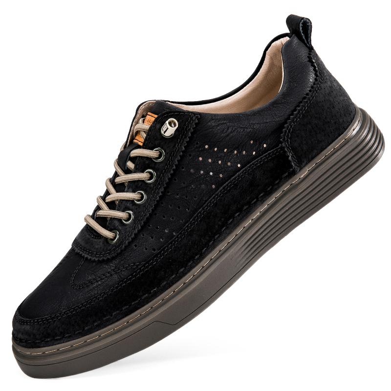 Модные мужские кожаные туфли Four Seasons, кроссовки, дышащие повседневные туфли-лоферы, весенние мужские черные/коричневые/бежевые дизайнерские туфли