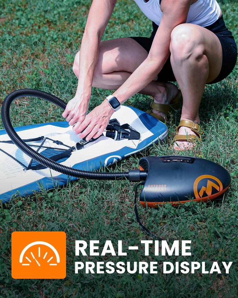 OutdoorMaster Shark 2 Digital Car-Powered SUP Pump - 12V DC Wired Electric Inflator for Stand up Paddle