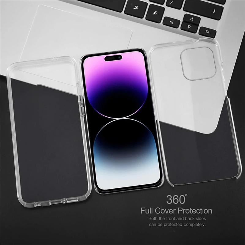 Чехол для iPhone 15 Pro Max 360, противоударный защитный чехол из ПК + ТПУ, чехлы для телефонов для iPhone 15 Pro Max 15Pro 15ProMax, мягкий силиконовый чехол
