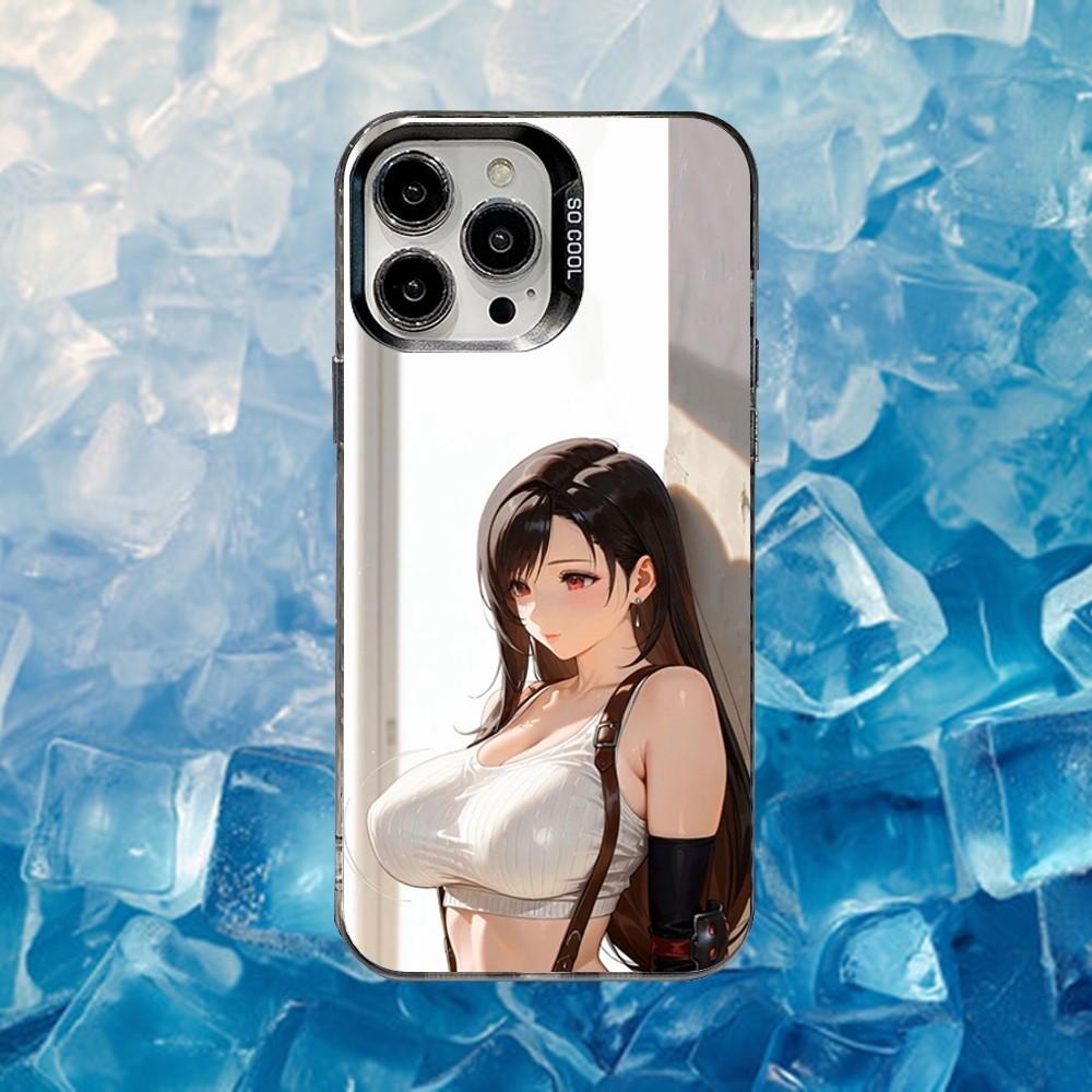 Чехол для телефона Game T-Tifa L-Lockhart для iPhone 16,15,14,13,12,11,Mini,Pro,SE,MAX Белый Матовый Ударопрочный Чехол