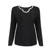 Women's Sets Black Long-sleeved V-neck Top Loose Comfortable Casual Home Drawstring Long Pants