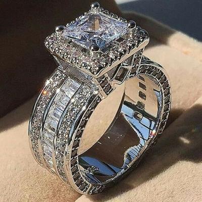 Модное обручальное кольцо с кристаллами для женщин Aaa, белое циркониевое серебряное кольцо, трендовое свадебное женское ювелирное изделие