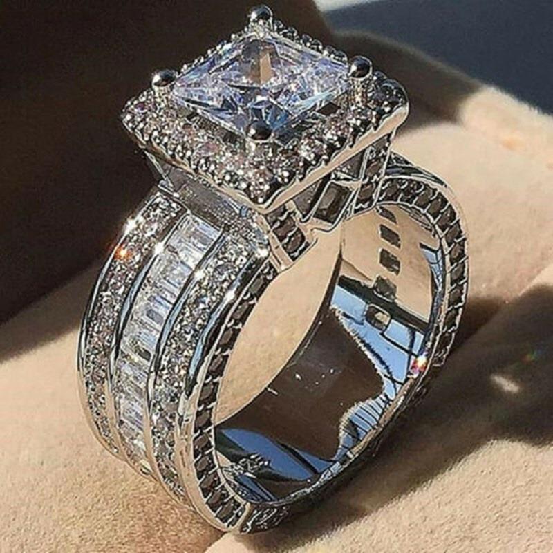 Модное обручальное кольцо с кристаллами для женщин Aaa, белое циркониевое серебряное кольцо, трендовое свадебное женское ювелирное изделие