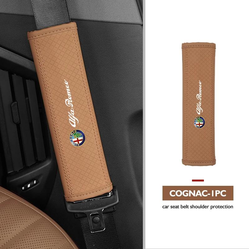 FJWXM1 Leather Car Seat Safety Belt Soft Protector Shoulder Strap Pad For Alfa Romeo Giulietta GT 159 147 156 Mito Brera Giulia Spider