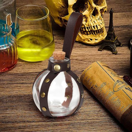 250 мл пробковая бутылка ведьмы-волшебника для Хэллоуина с поясом из искусственной кожи, одежда в стиле Ренессанс, средневековый аксессуар, декор для пояса, бутылка для зелья