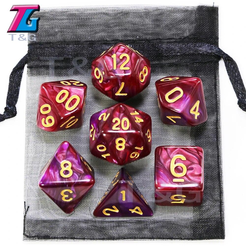 Игровые кости DND, ролевые игральные кости, набор кубиков для смешивания цветов с сумкой, 9 различных стилей, доступных для портативных игрушек, DND, RPG, TRPG, игры