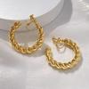 Винтажные крупные круглые клипсы-серьги оверсайз для женщин, форма С, толстая трубка, без прокола, серьги-кольца, бижутерия, модные