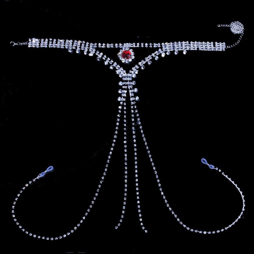 Elegant Rhinestone Ruby Body Chain Set for Women - Nightclub Style