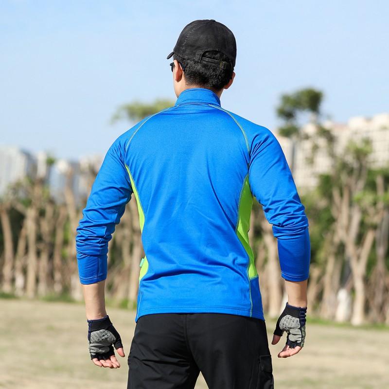 Mens Long Sleeve Quick-Dry Performance T-Shirt With Fleece Lining Hiking Trekking Running Outdoor Activewear