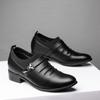Classic Dress  Slip On Black Leather For Plus Size Point Toe Business Casual Men Formal Shoes For Wedding