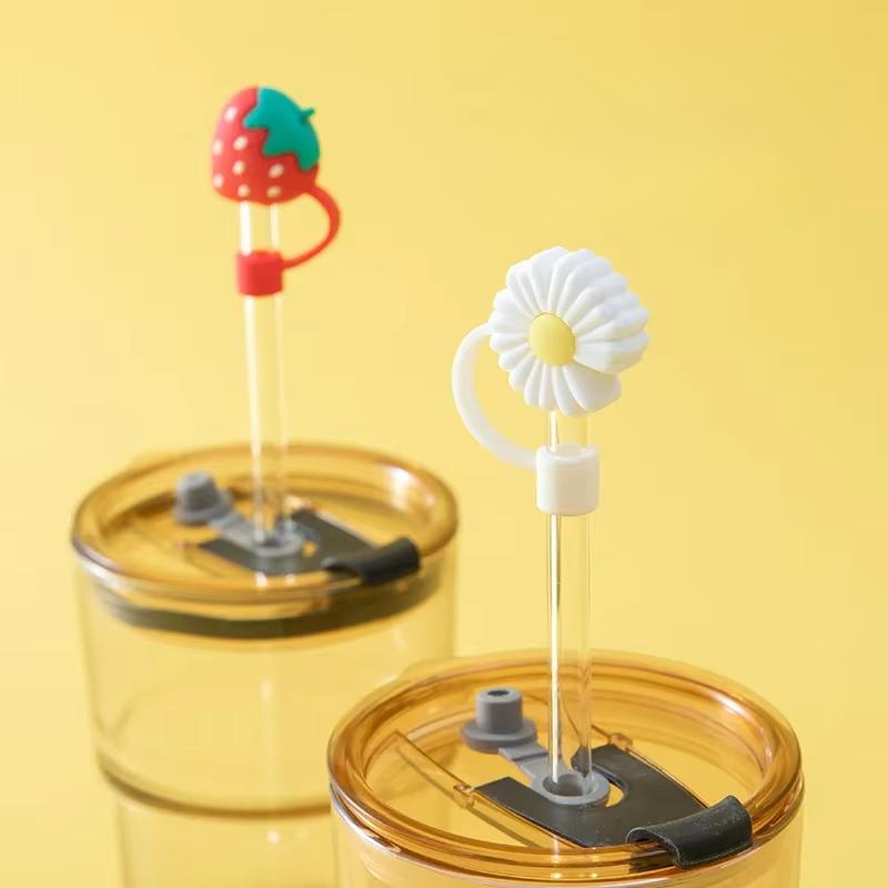 6-8mm Cute Cartoon Silicone Straw Tips Creative Straw Cover Drinking Dust Splash Proof Straw Plugs Sealing Tools Cup Accessories