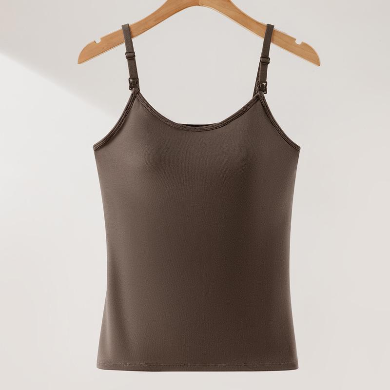 Large Warm Postpartum Nursing Vest with Chest Pad, Front Buckle, Velvet-Lined for Cold Protection, Bra-Free Design