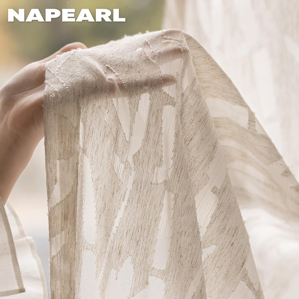1 шт. NAPEARL Элегантная бамбуковая вуаль, жаккардовая полупрозрачная штора для спальни, гостиной, домашнего декора
