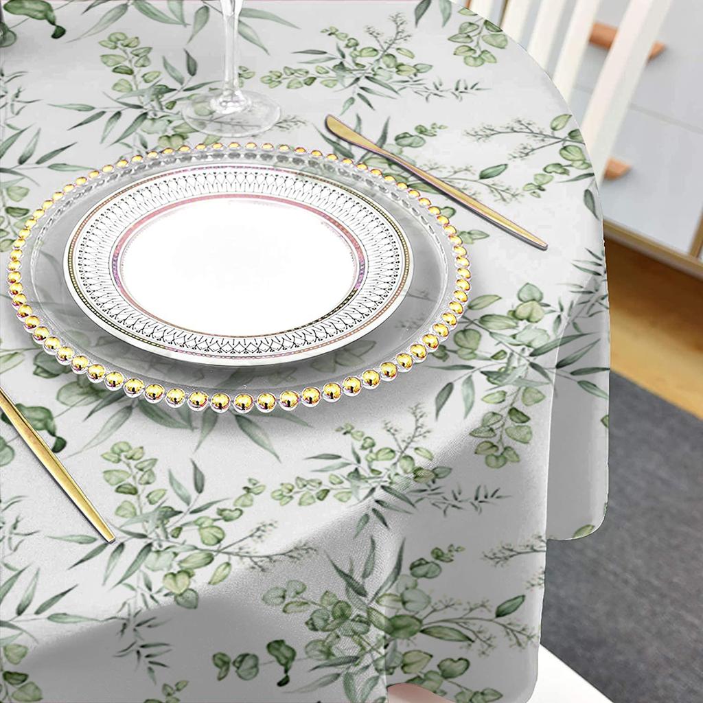 Весенние листья эвкалипта круглая скатерть водонепроницаемая скатерть для украшения свадебного стола крышка обеденного стола