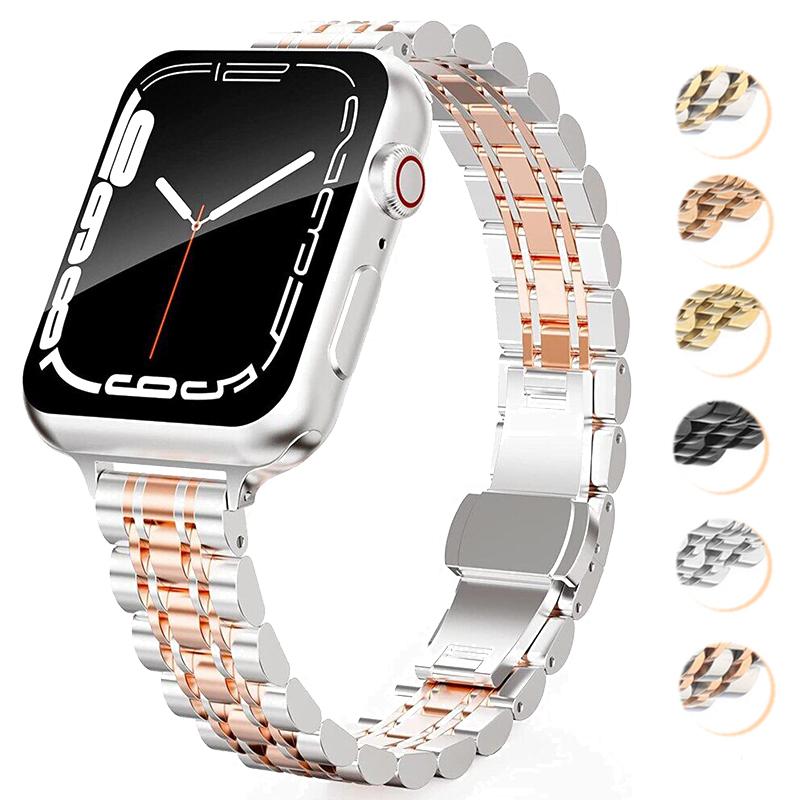 Ремешок из нержавеющей стали для Apple Watch Band 49 мм 42 мм 44 мм Металлический браслет iWatch Ultra Серия 8 7 6 SE 5 4 3 для женщин 45 мм 41 мм