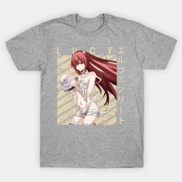 Elfen Lied Одежда с принтом Персонажа Одежда на весь год Оверсайз Новая модель Футболка Одежда с принтом Y2k Короткий рукав Классическая футболка