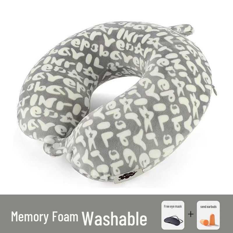Милая U-образная подушка для поддержки шеи для путешествий и сна - Мультяшный дизайн