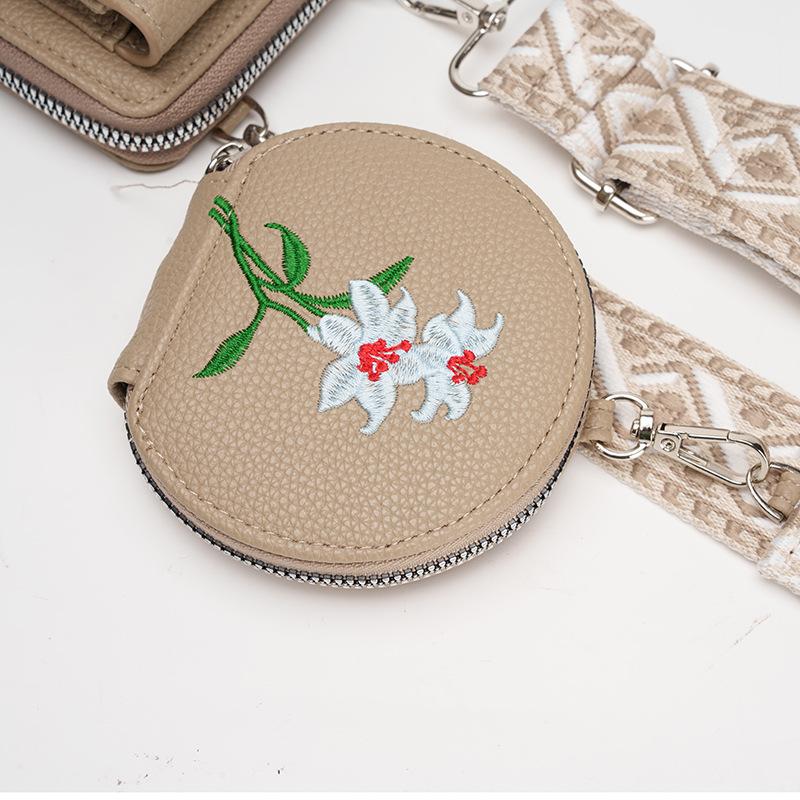 С вышивкой Одноплечная сумка-кроссбоди Многофункциональная сумка для мобильного телефона Кошелек Ретро Женская сумка